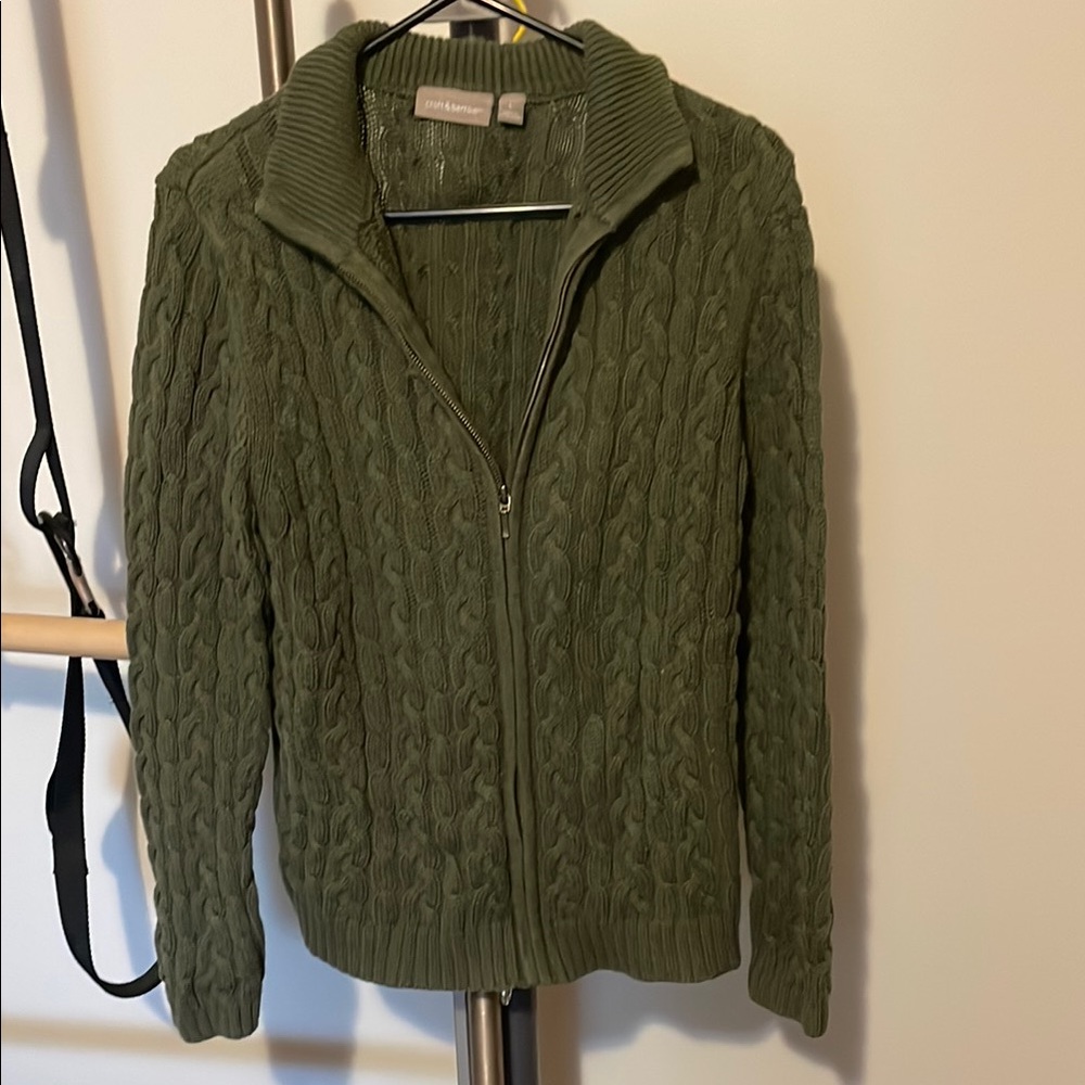 croft & barrow Olive Cable Knit Pullover